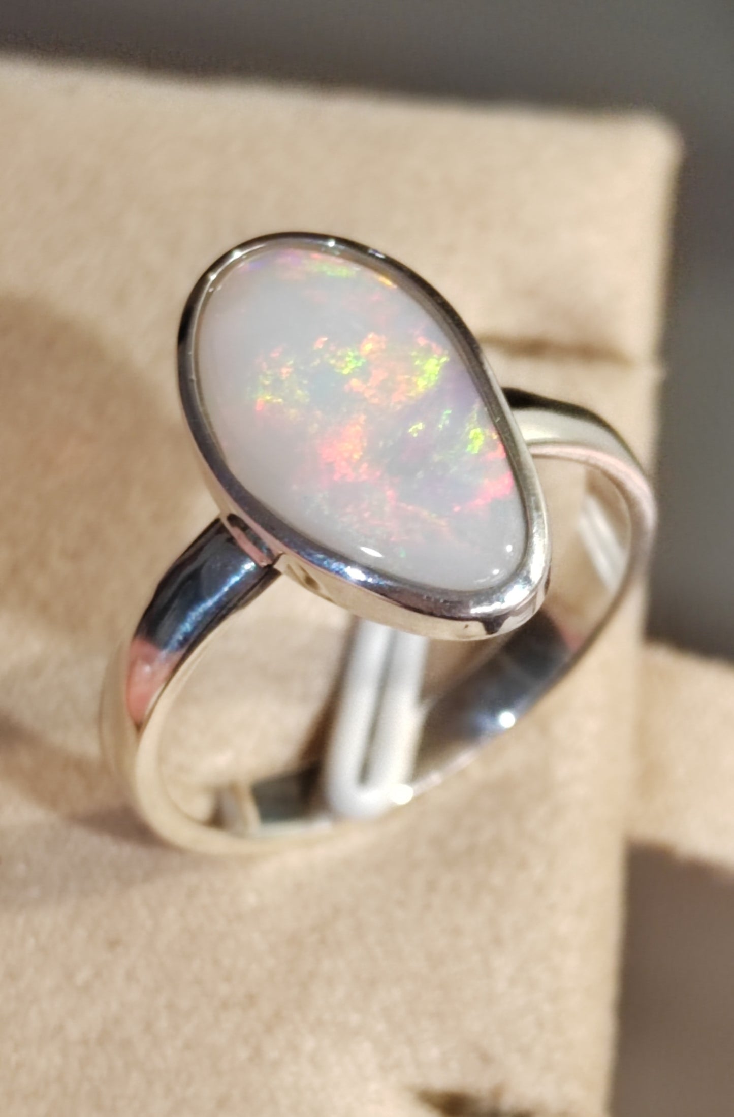 1.88ct Solid Australian Crystal opal sterling Silver cocktail ring size N