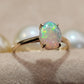 'Summer' Solid Australian Crystal opal 14ct gold solitaire ring size O1/2