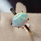 'Summer' Solid Australian Crystal opal 14ct gold solitaire ring size O1/2