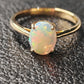 'Summer' Solid Australian Crystal opal 14ct gold solitaire ring size O1/2