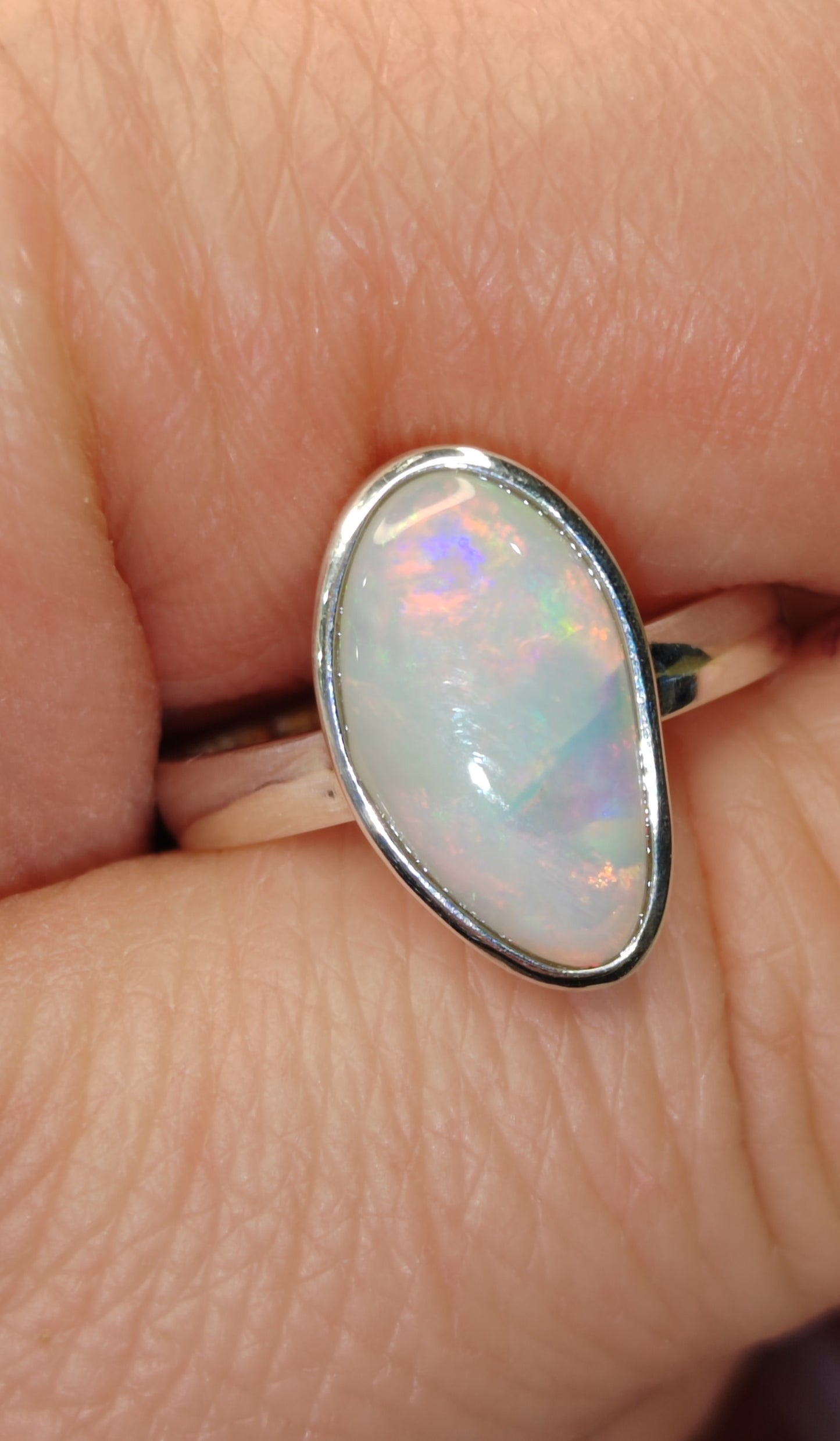 1.88ct Solid Australian Crystal opal sterling Silver cocktail ring size N