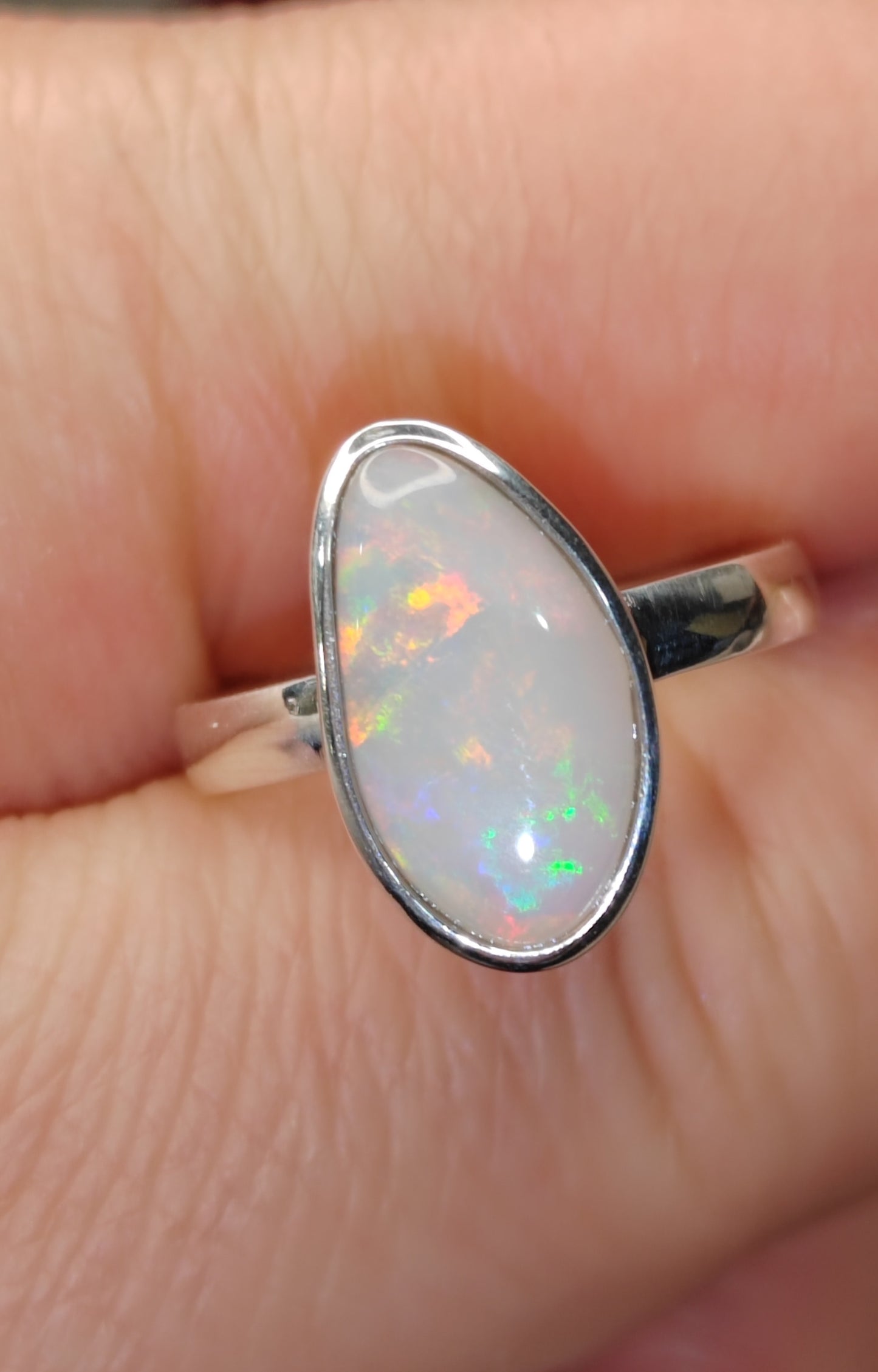 1.88ct Solid Australian Crystal opal sterling Silver cocktail ring size N