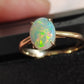 'Summer' Solid Australian Crystal opal 14ct gold solitaire ring size O1/2