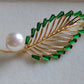 Clearance💝 'Summer leaf' brooch pendant genuine freshwater pearl 11.1mm