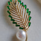 Clearance💝 'Summer leaf' brooch pendant genuine freshwater pearl 11.1mm