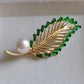 Clearance💝 'Summer leaf' brooch pendant genuine freshwater pearl 11.1mm