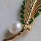 Clearance💝 'Summer leaf' brooch pendant genuine freshwater pearl 11.1mm