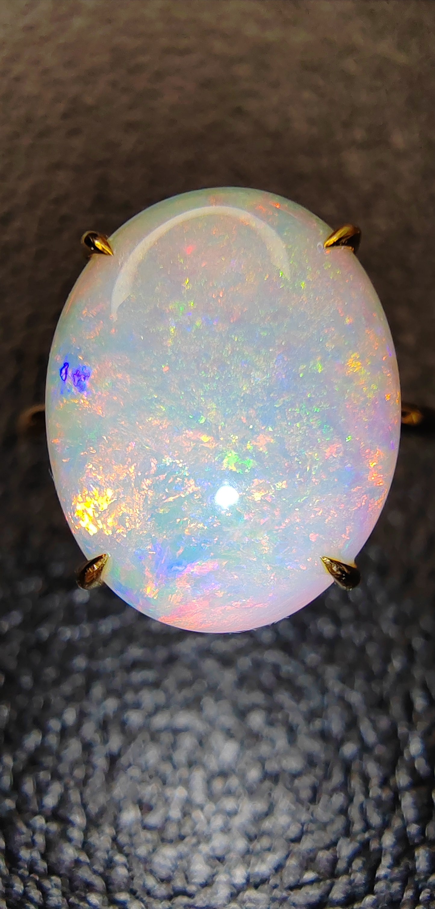 'Artist's Garden' 5.335ct Natural Solid Australian Crystal opal 14ct gold ring 14.5×11.8×5.4mm