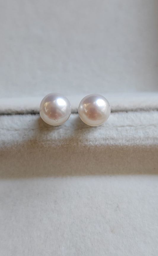 6.3mm genuine freshwater pearls every day earrings studs