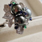'Blossom' ring genuine tahitian south sea pearls 8.7-8.8mm sterling silver