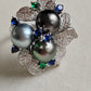 'Blossom' ring genuine tahitian south sea pearls 8.7-8.8mm sterling silver