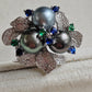 'Blossom' ring genuine tahitian south sea pearls 8.7-8.8mm sterling silver