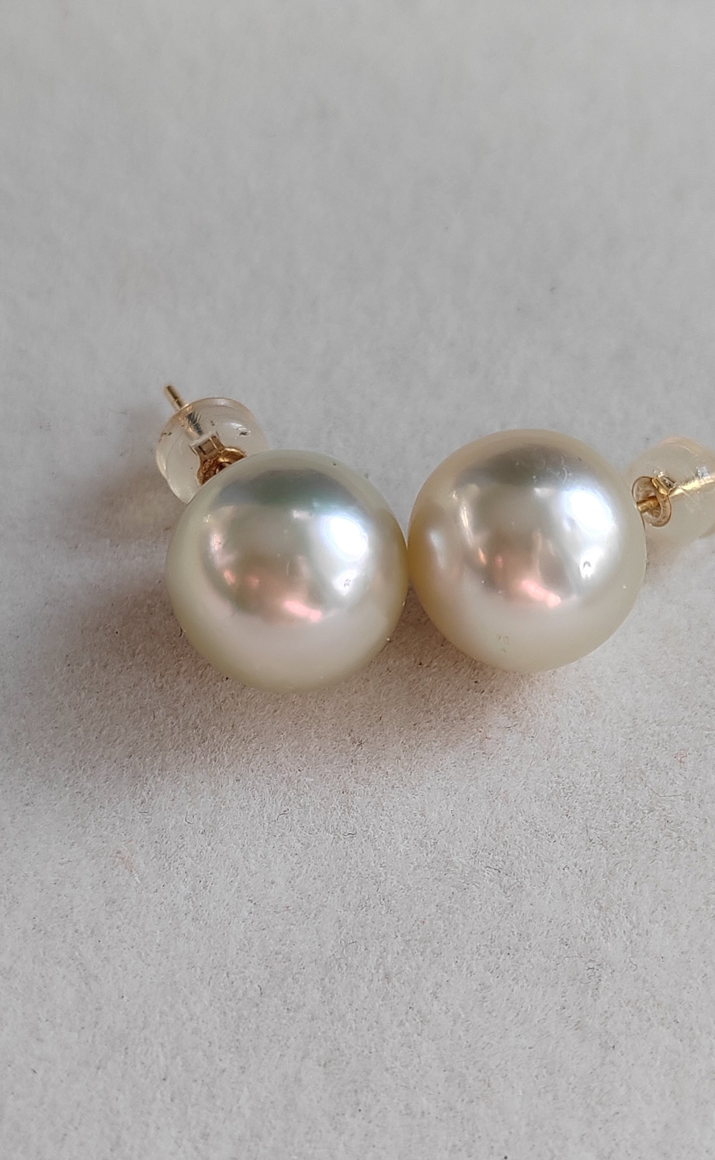 11.3mm Genuine south sea pearls classic earrings studs 18ct gold