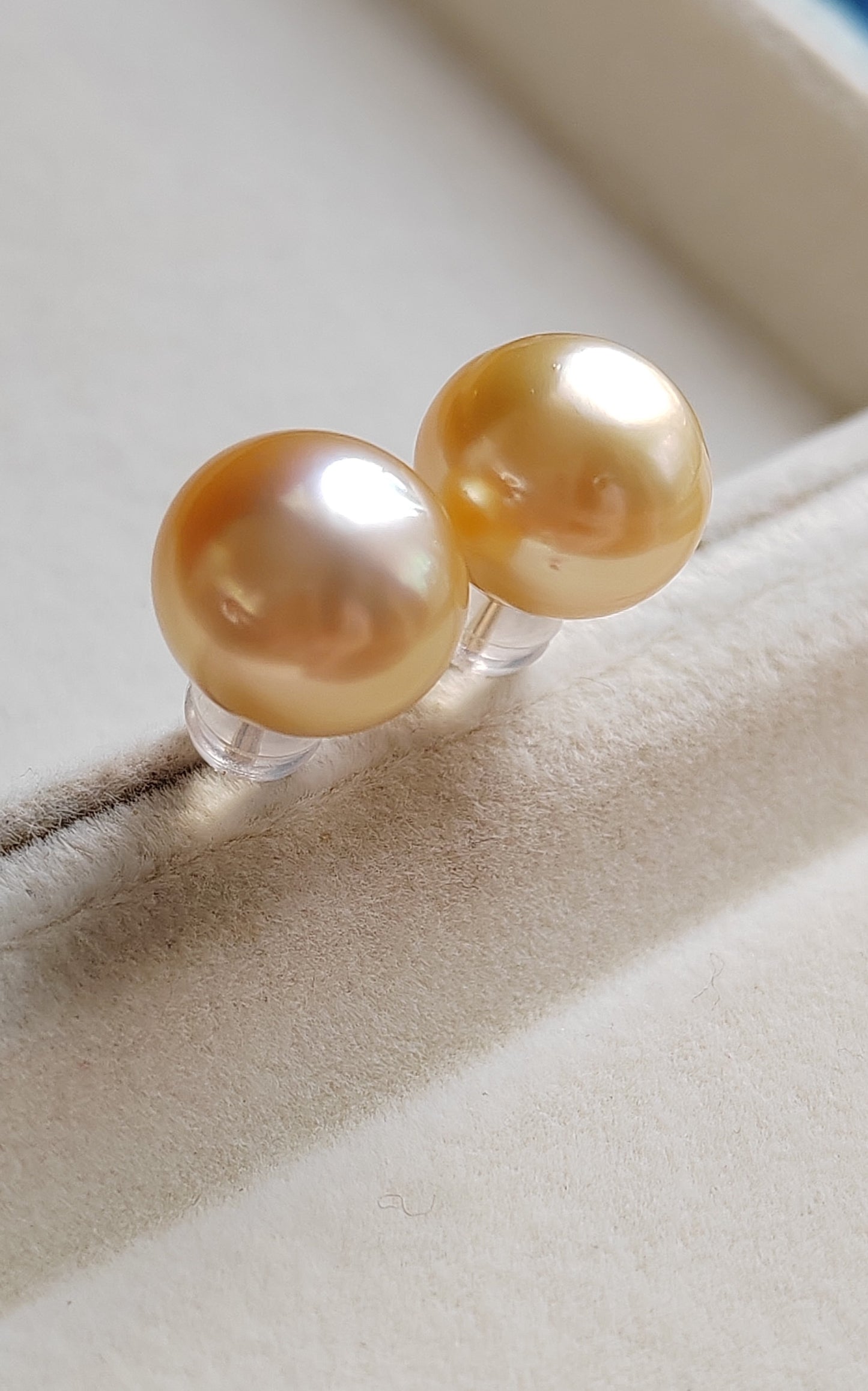 18ct gold earrings studs genuine golden south sea pearls 11mm Clearance