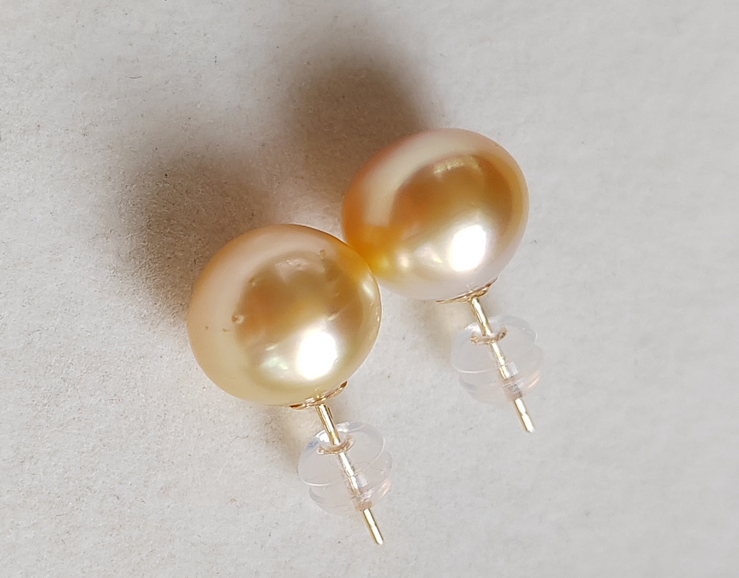 18ct gold earrings studs genuine golden south sea pearls 11mm Clearance