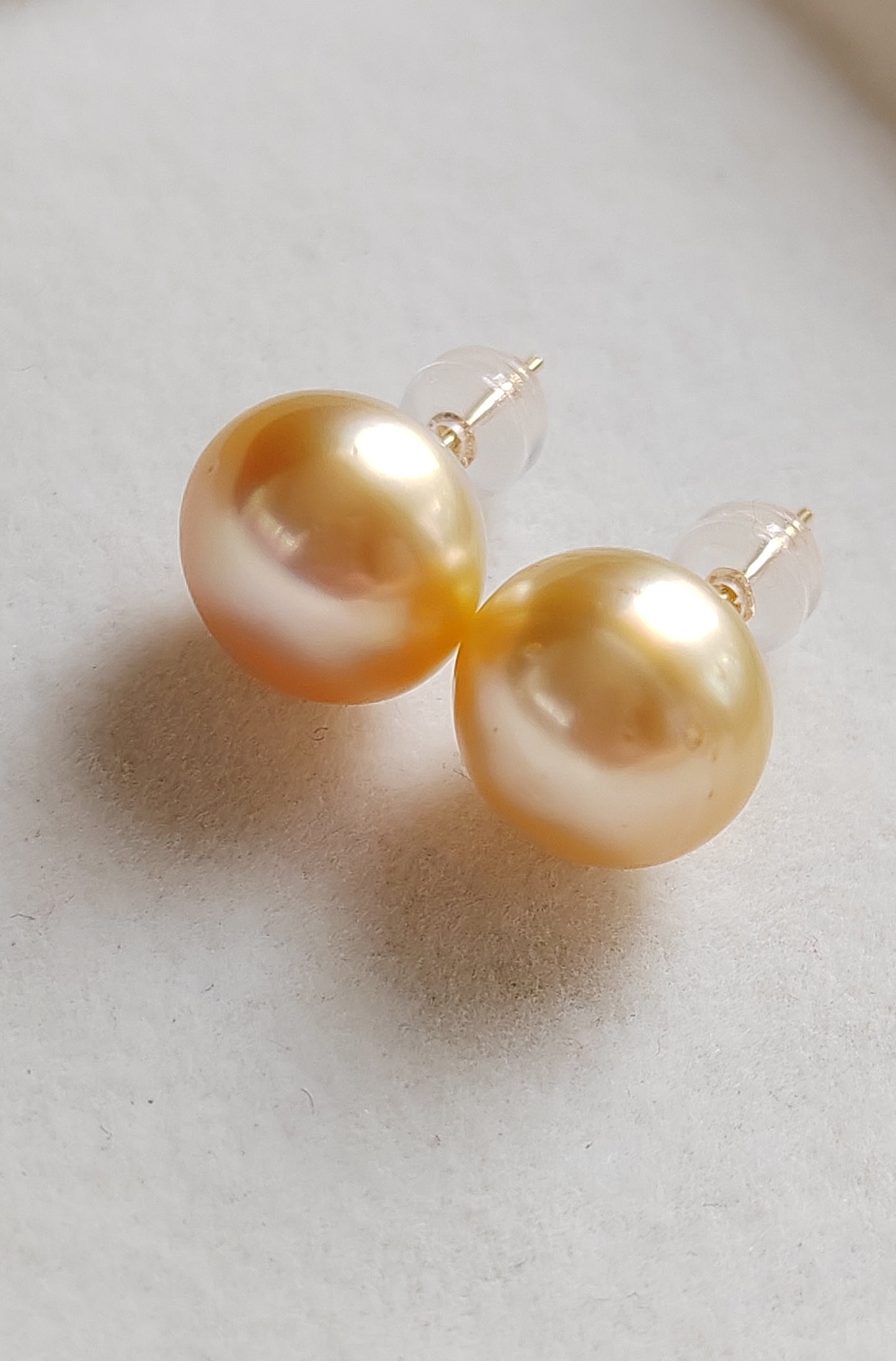 18ct gold earrings studs genuine golden south sea pearls 11mm Clearance