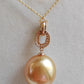 18ct gold pendant genuine golden south sea pearl 13.6x14.5mm