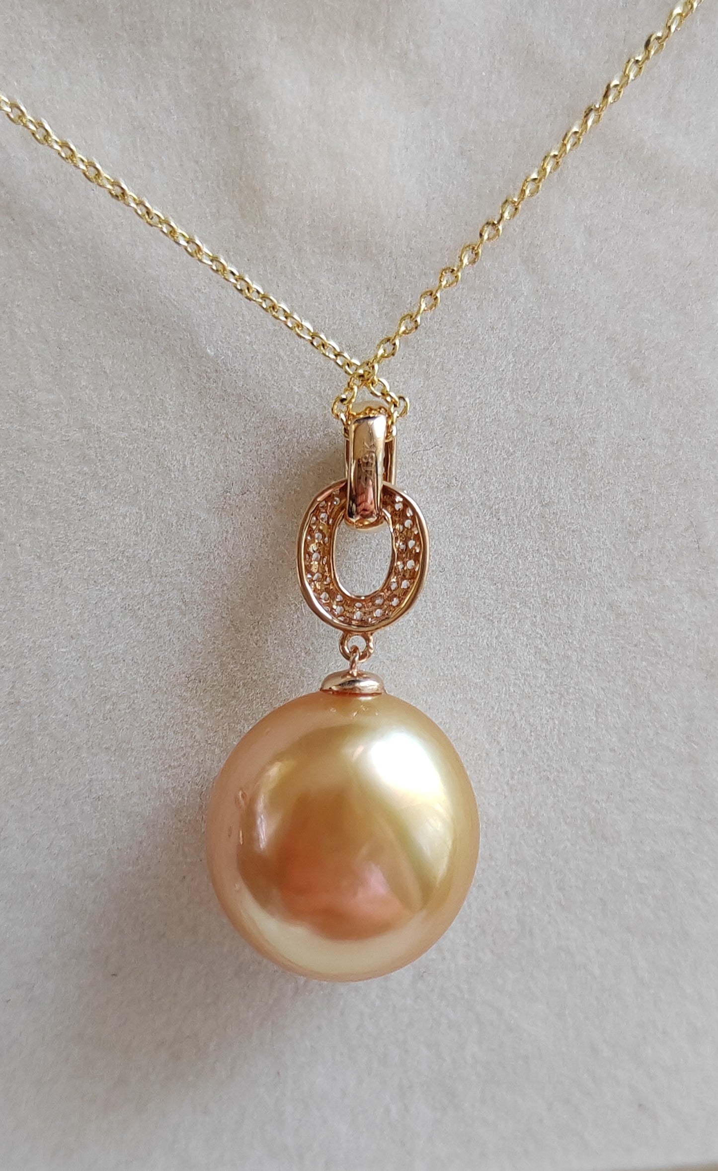 18ct gold pendant genuine golden south sea pearl 13.6x14.5mm