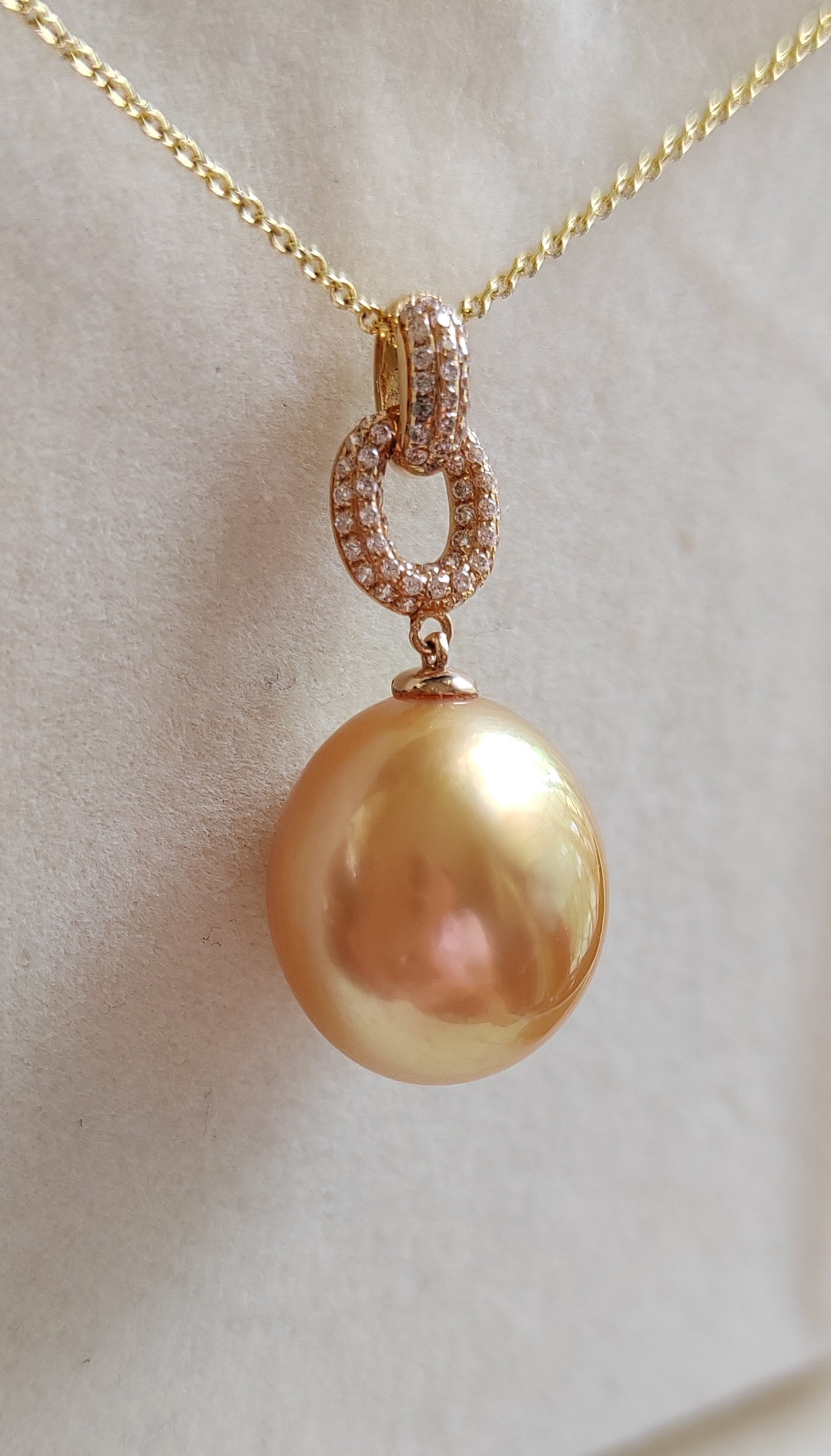 18ct gold pendant genuine golden south sea pearl 13.6x14.5mm