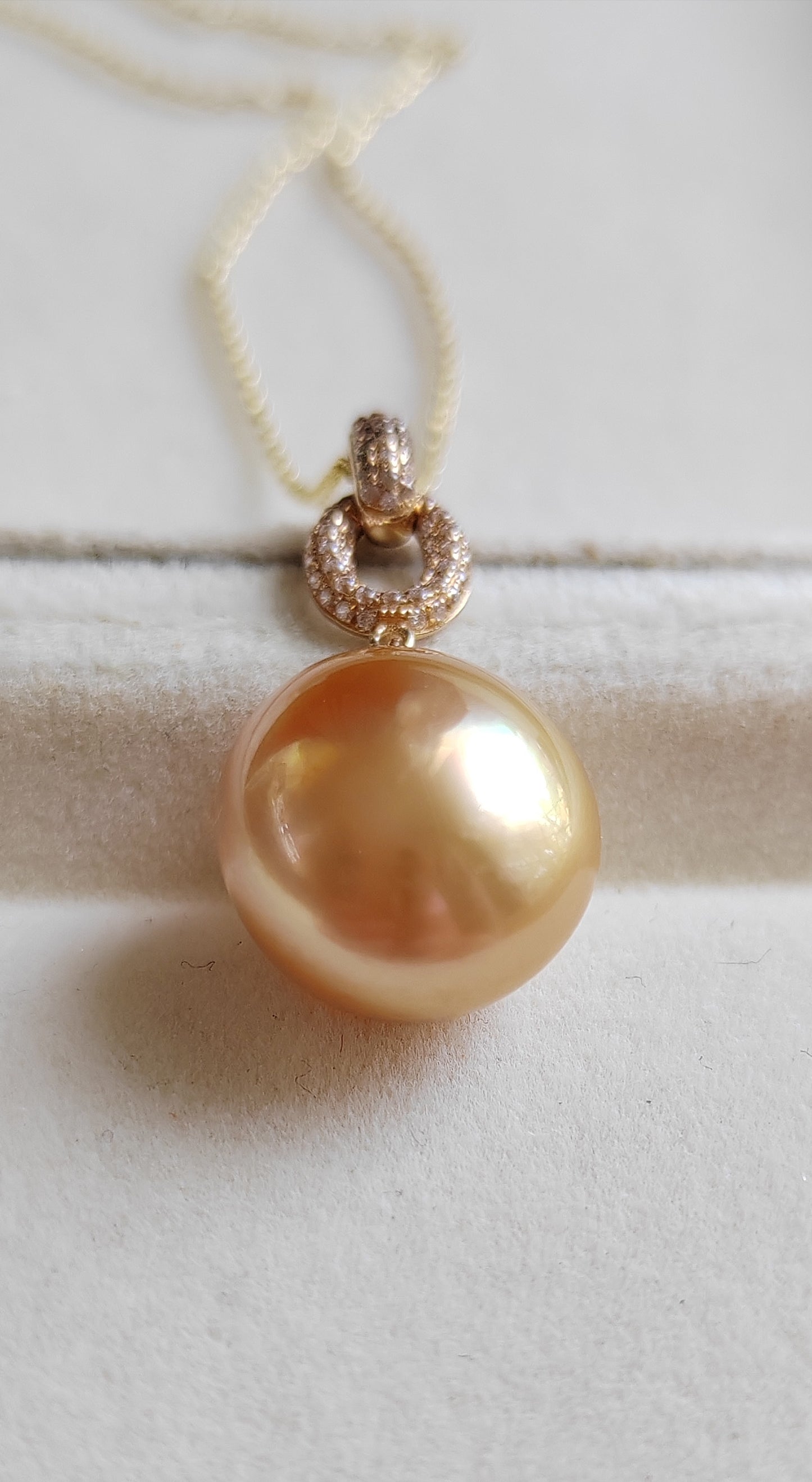 18ct gold pendant genuine golden south sea pearl 13.6x14.5mm