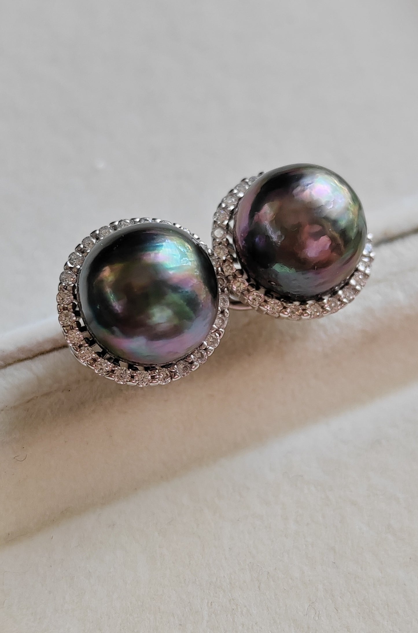 'Water Lily' earrings genuine tahitian south sea pearls 11.6mm