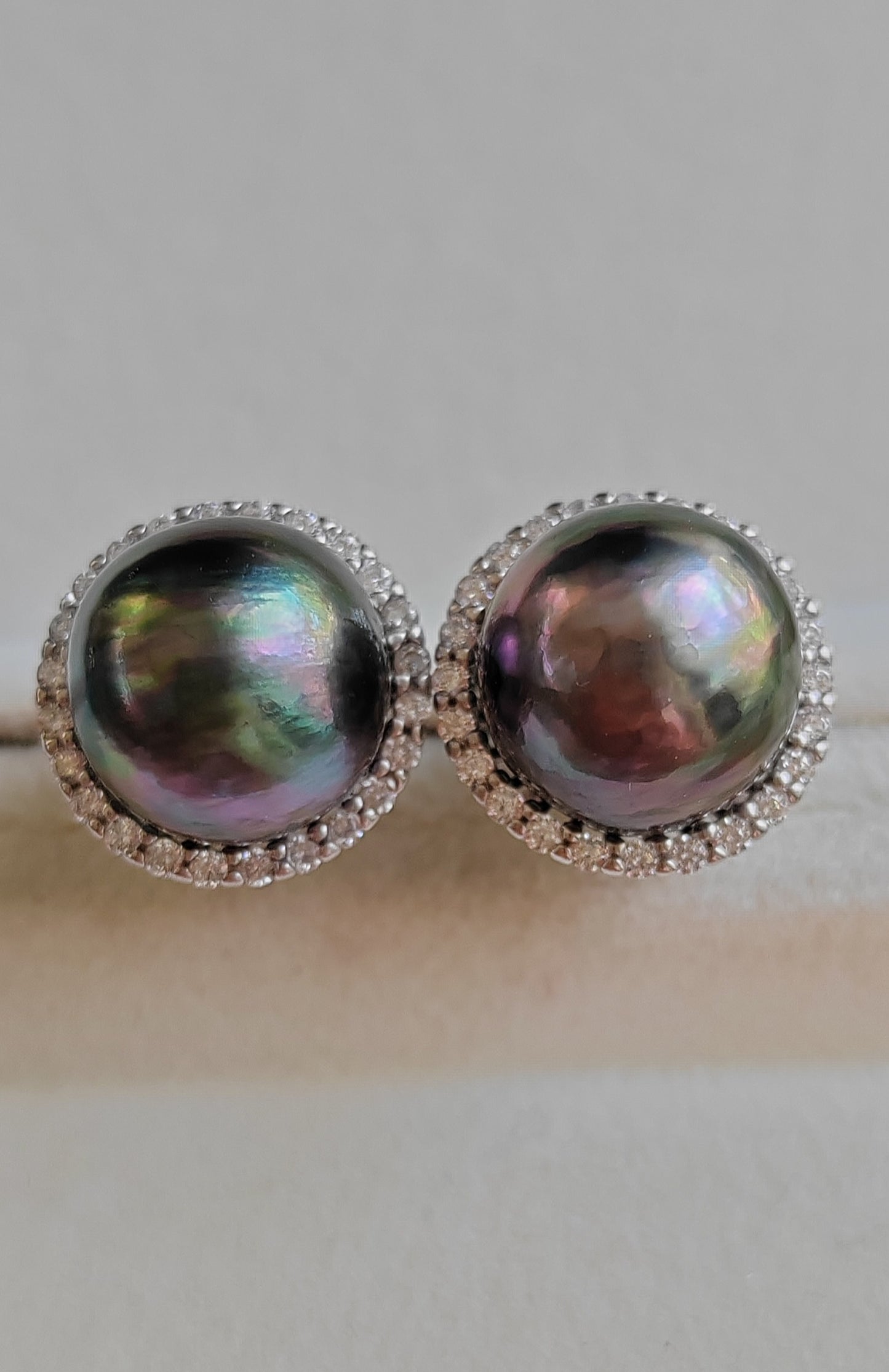 'Water Lily' earrings genuine tahitian south sea pearls 11.6mm