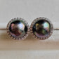 'Water Lily' earrings genuine tahitian south sea pearls 11.6mm