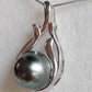 'Mermaid' necklace genuine tahitian south sea pearl 12.1mm sterling silver