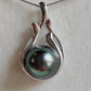 'Mermaid' necklace genuine tahitian south sea pearl 12.1mm sterling silver