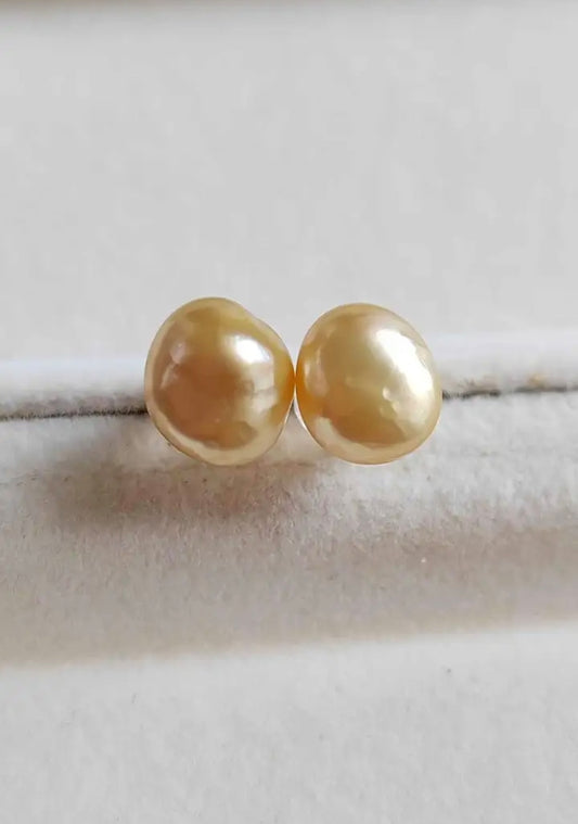 Clearance💖 Keshi goldeb south sea pearl 18k gold earrings