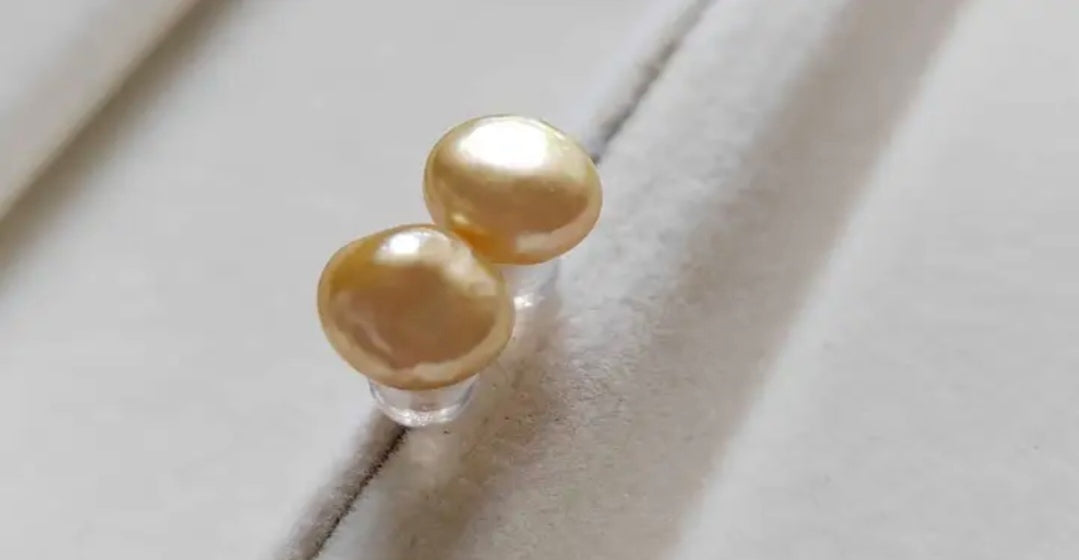 Clearance💖 Keshi goldeb south sea pearl 18k gold earrings