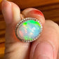 'Rainbow' solid Australian Crystal opal 3.09ct 18ct gold diamond ring