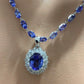 12ct Natural Tanzanite 0.81ct natural brilliant diamonds fine Platinum Pt900 necklace and pendant