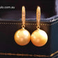 18ct gold diamond classic dangle earrings genuine golden south sea pearls 11.2mm AAA