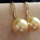 18ct gold diamond classic dangle earrings genuine golden south sea pearls 11.2mm AAA