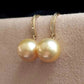 18ct gold diamond classic dangle earrings genuine golden south sea pearls 11.2mm AAA