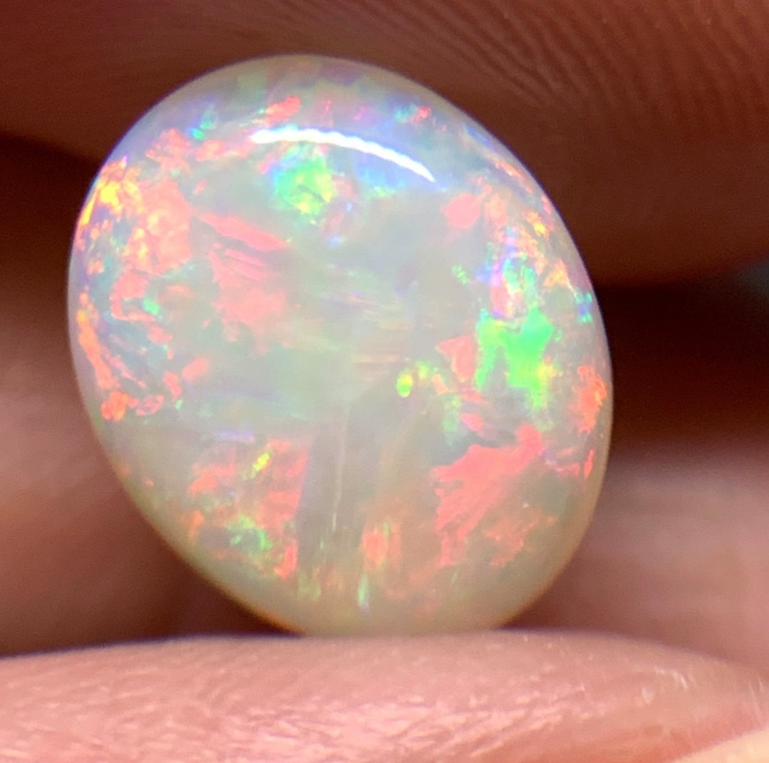 1.88ct Natural Solid Australian white opal 10.3x8.5x3.4mm