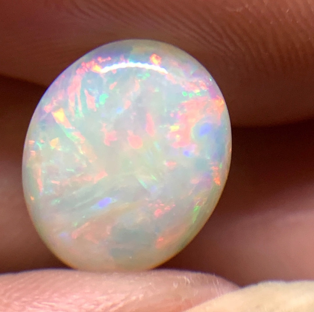 1.88ct Natural Solid Australian white opal 10.3x8.5x3.4mm