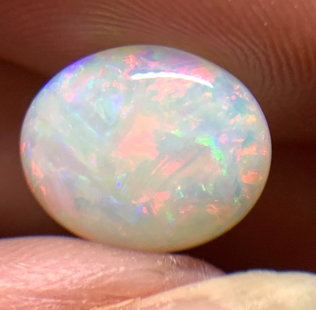 1.88ct Natural Solid Australian white opal 10.3x8.5x3.4mm