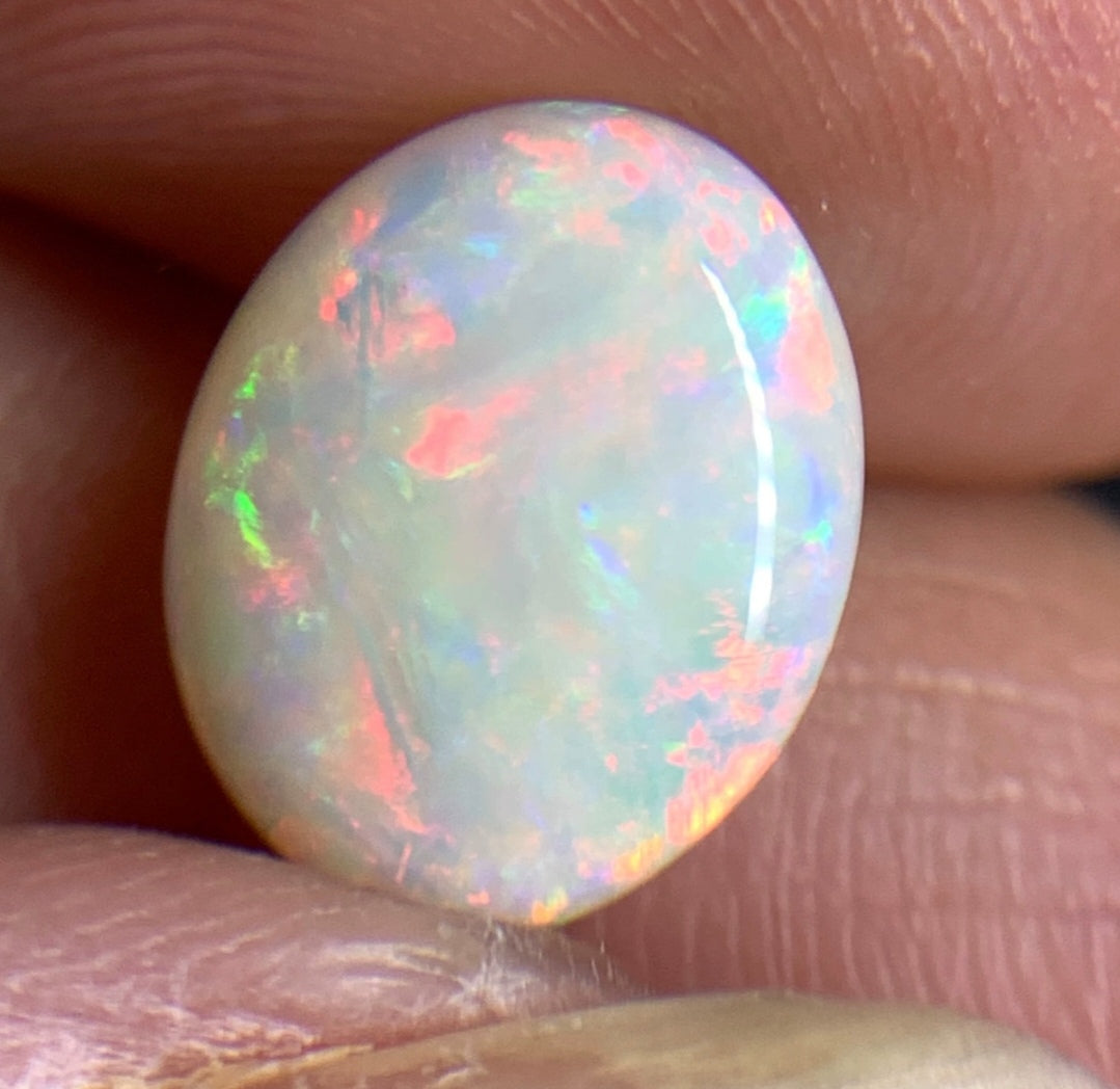 1.88ct Natural Solid Australian white opal 10.3x8.5x3.4mm