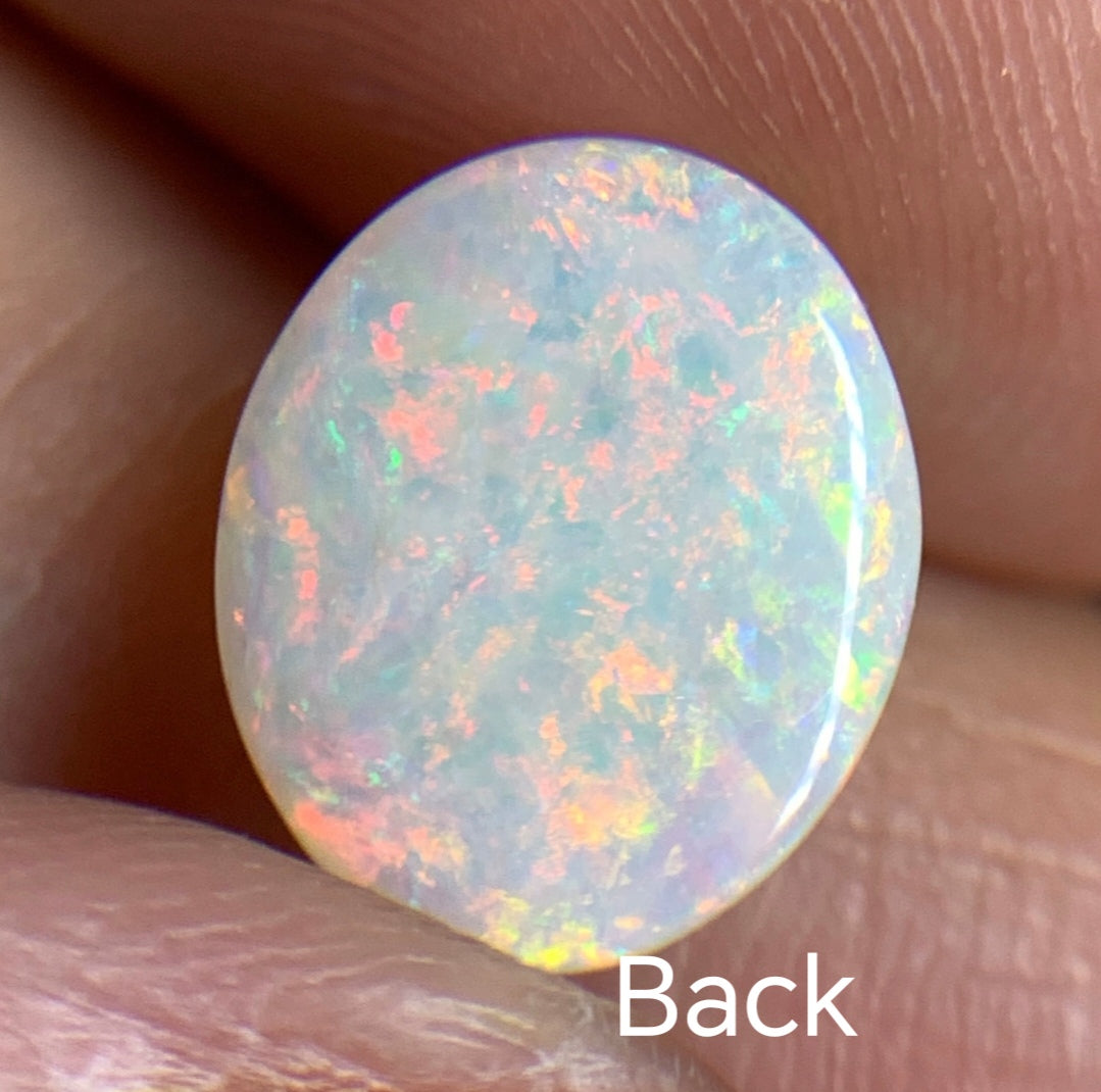 1.88ct Natural Solid Australian white opal 10.3x8.5x3.4mm