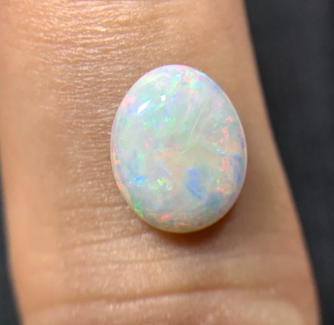 1.88ct Natural Solid Australian white opal 10.3x8.5x3.4mm