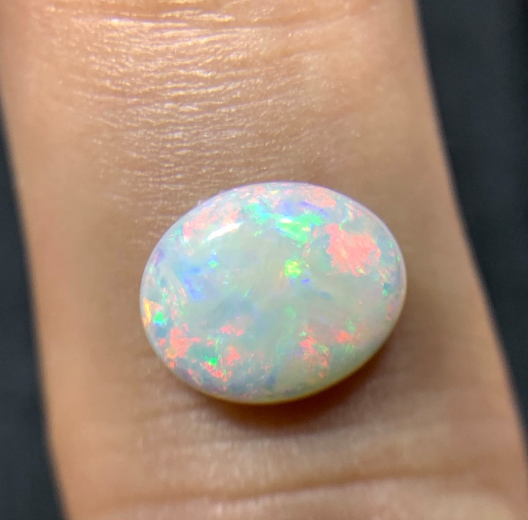 1.88ct Natural Solid Australian white opal 10.3x8.5x3.4mm