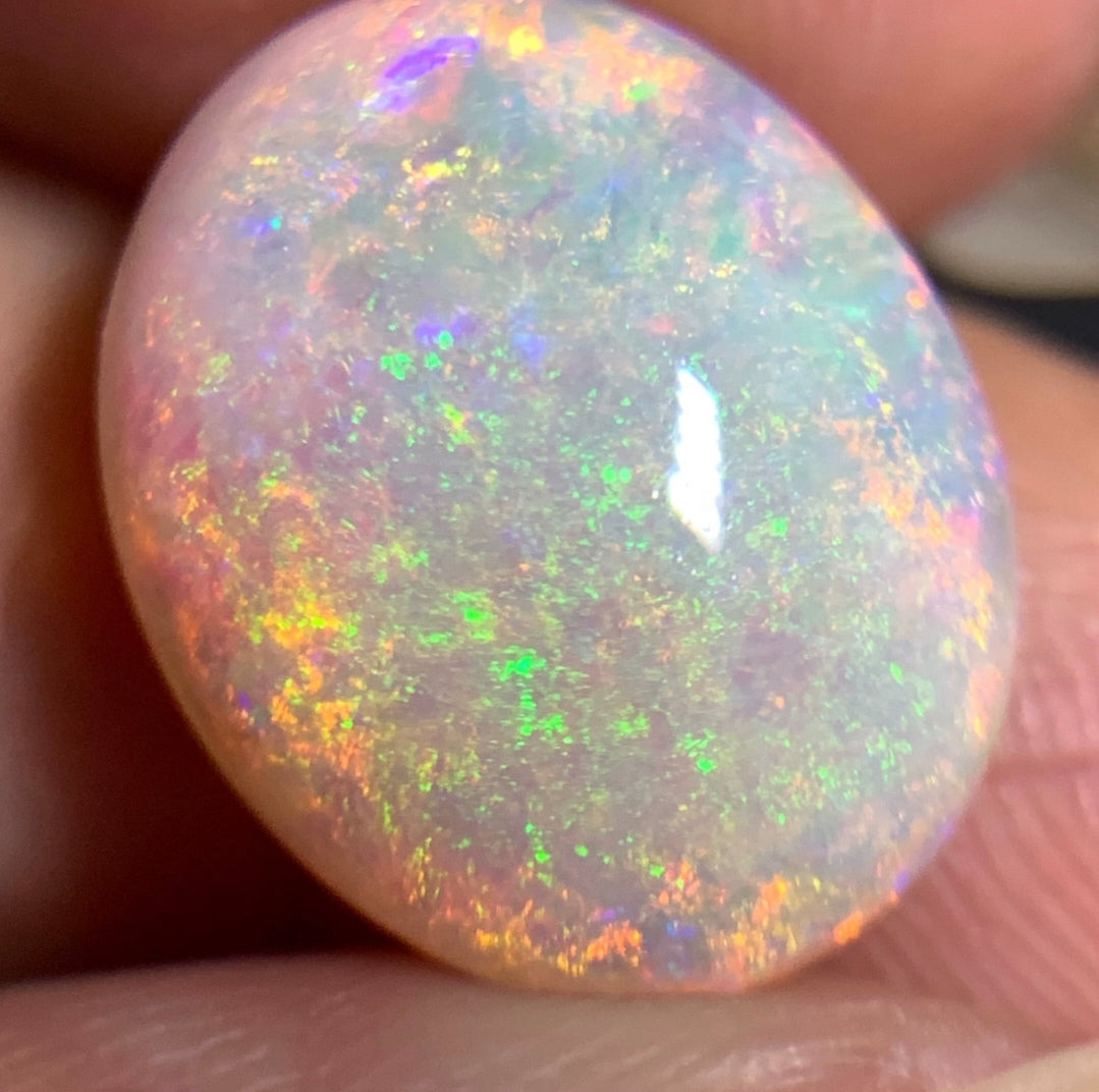'Artist's Garden' 5.335ct Natural Solid Australian Crystal opal 14ct gold ring 14.5×11.8×5.4mm