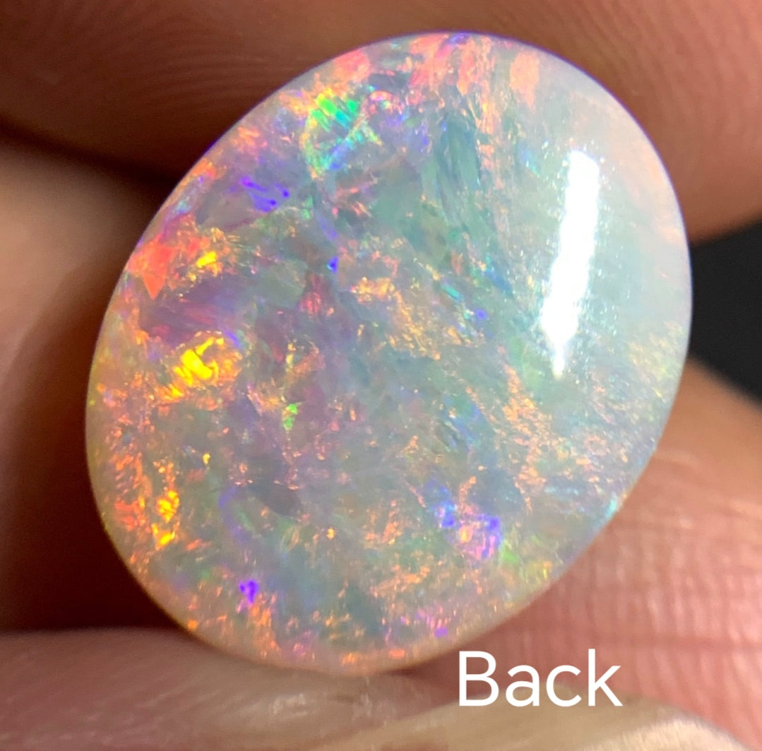 'Artist's Garden' 5.335ct Natural Solid Australian Crystal opal 14ct gold ring 14.5×11.8×5.4mm