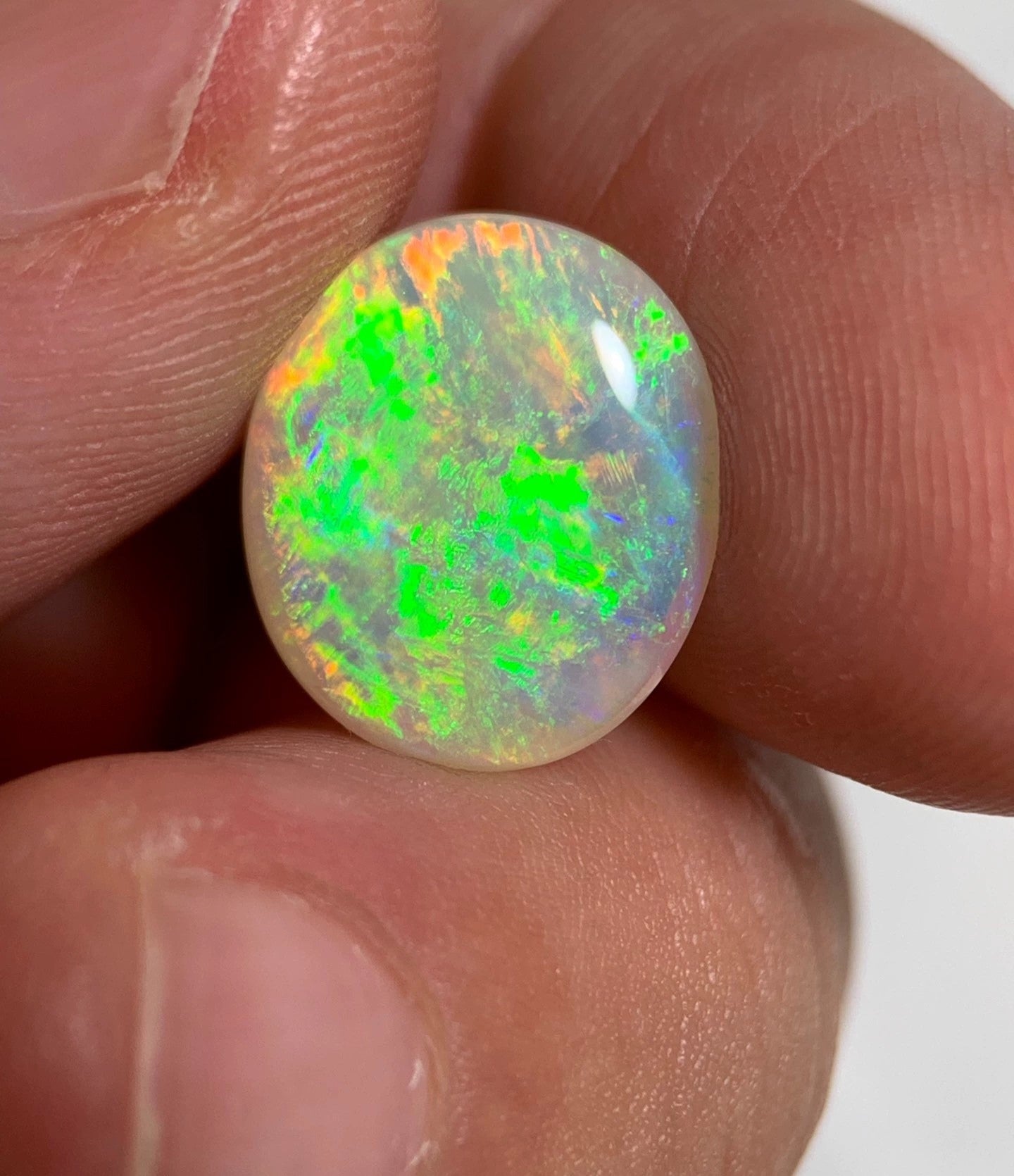 'Rain bird' 3.48ct Solid Australian Crystal opal Lightning ridge 12.8x11x4.3mm