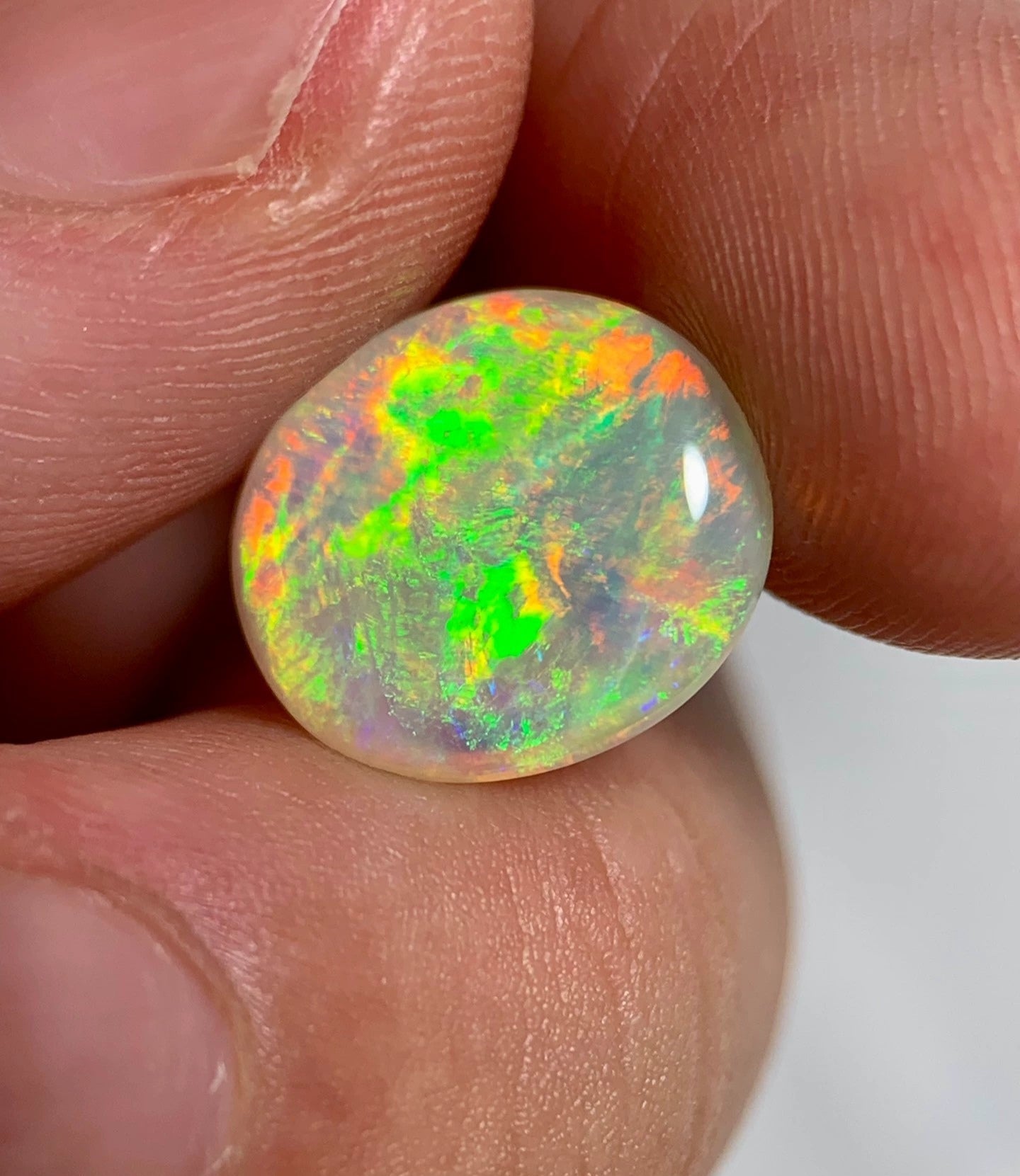 'Rain bird' 3.48ct Solid Australian Crystal opal Lightning ridge 12.8x11x4.3mm