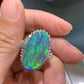 6.3ct Natural Australian Opal 0.7ct natural diamonds fine Platinum Pt900 ring