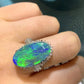 6.3ct Natural Australian Opal 0.7ct natural diamonds fine Platinum Pt900 ring