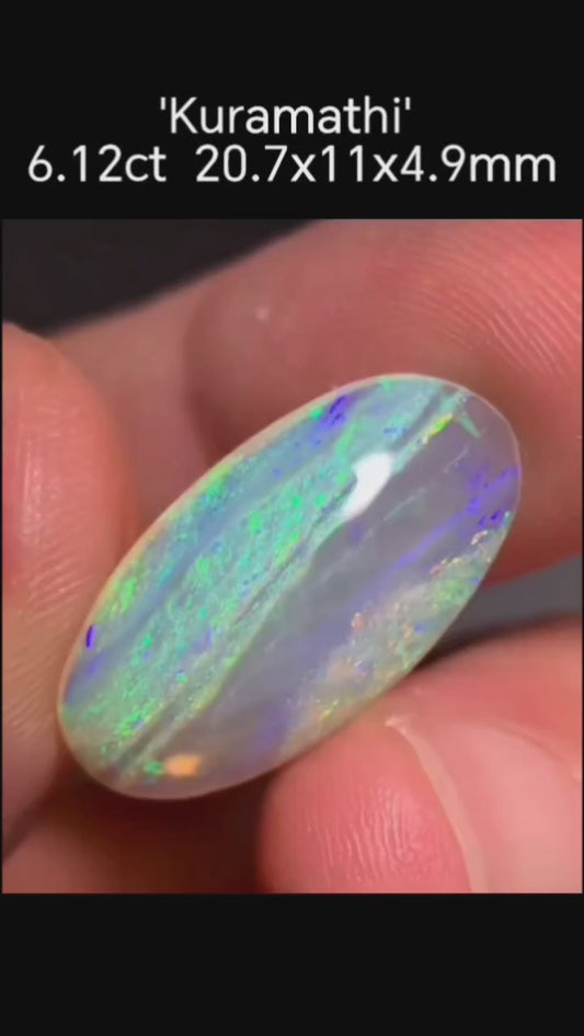 'Kuramathi' 6.12ct Solid Australian Crystal opal Coober Pedy 20.7x11x4.9mm